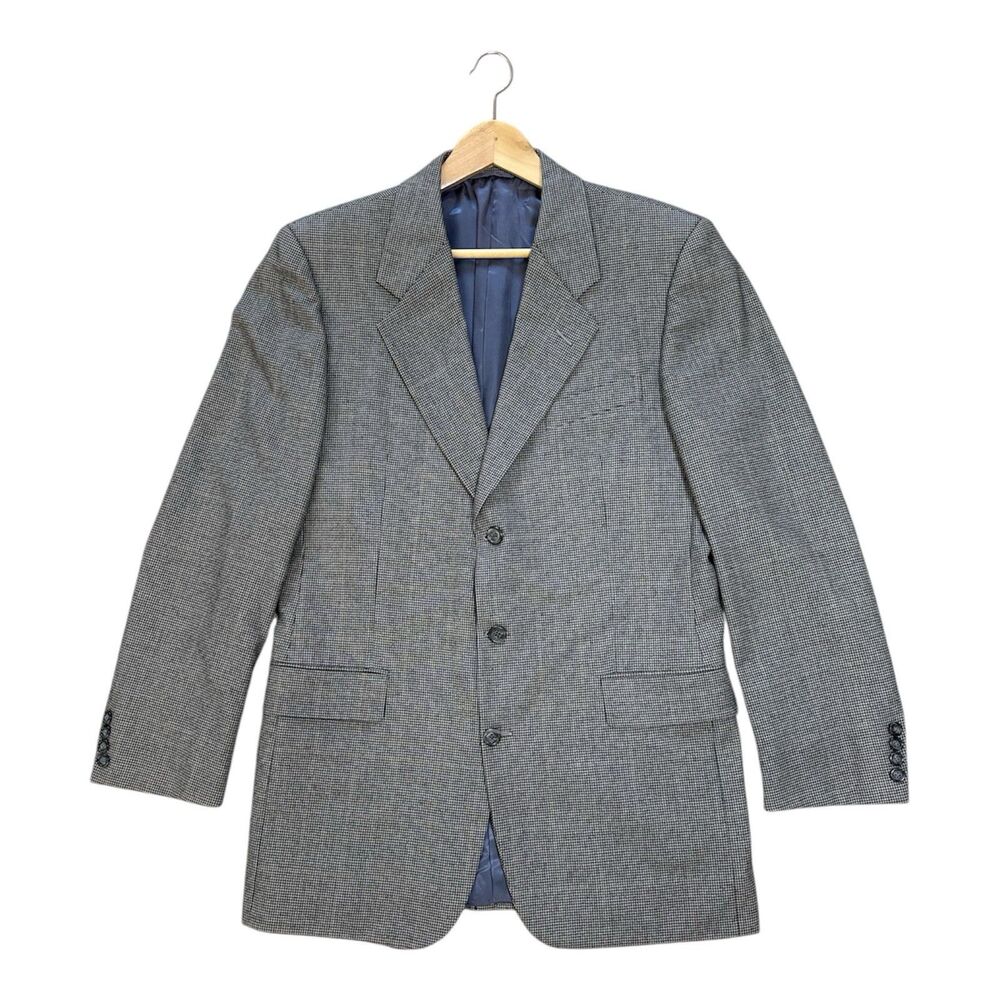 Hickey Freeman Diplomat‎ Sample Sport Coat 40LG Houndstooth Wool Blazer USA Made